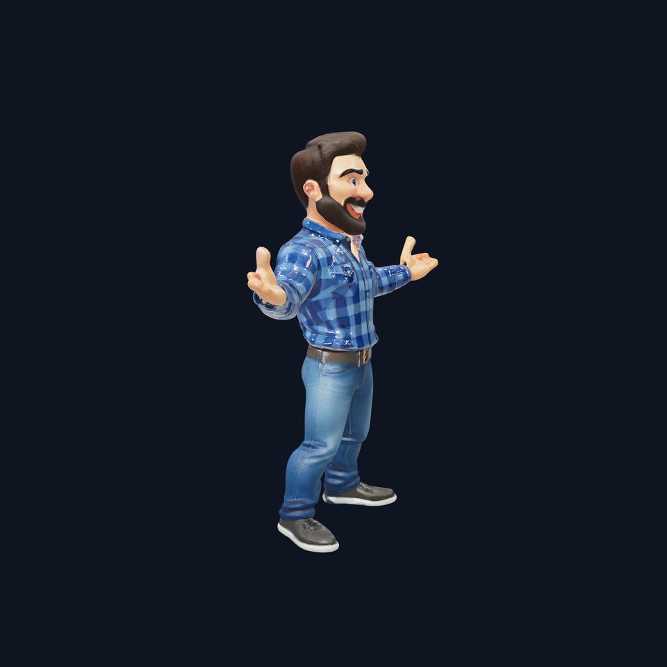 Casual Plaid Shirt Character Rigged and Animated